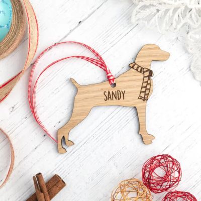 personalised vizsla ornament wood.